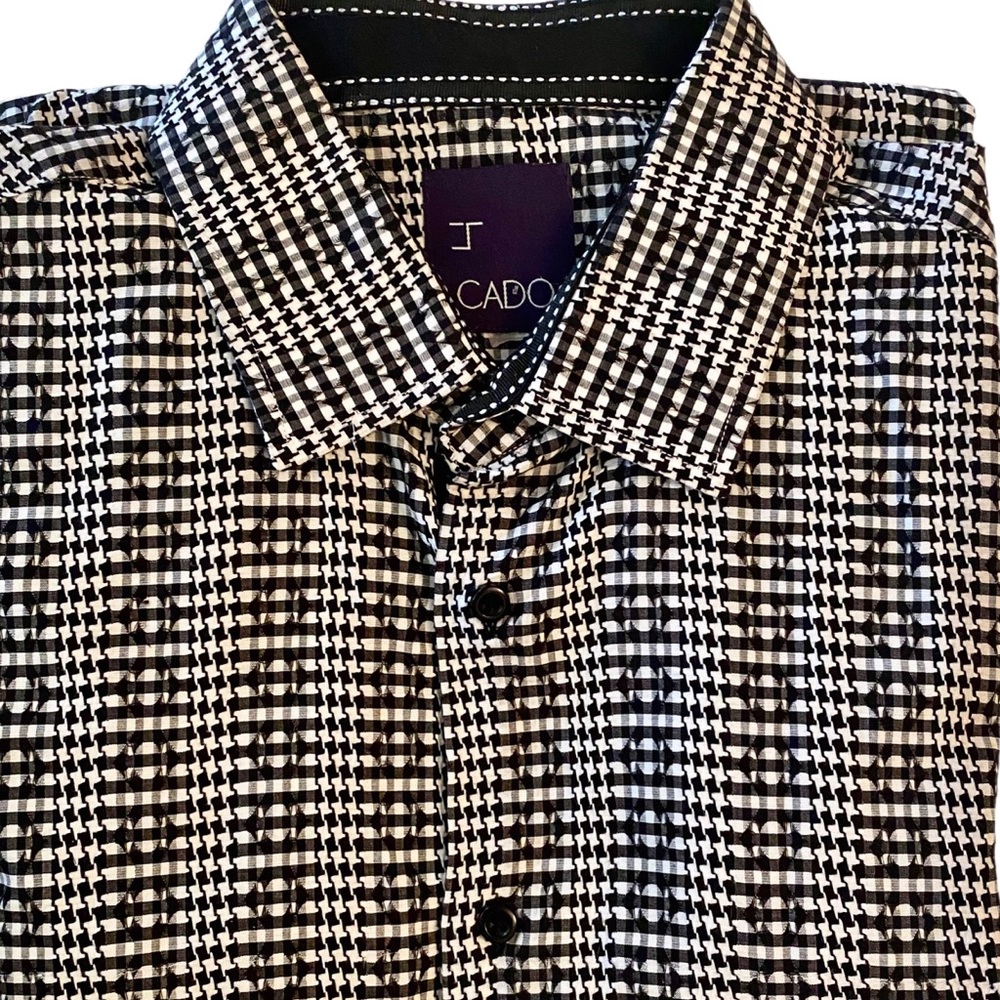 J CADO Black and White Tailored Dress Shirt Size XL Slim